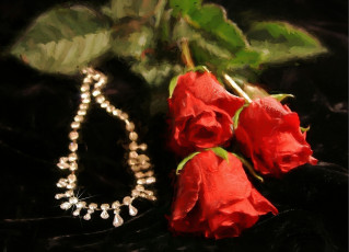 Картинка рисованное цветы розы ожерелье арт