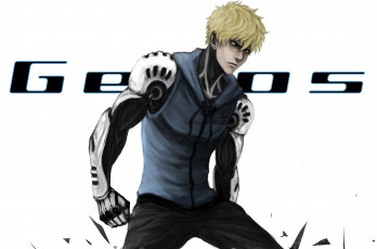 Картинка аниме one+punch+man onepunch man протез фантастика парень киборг арт genos блондин руки мужчина