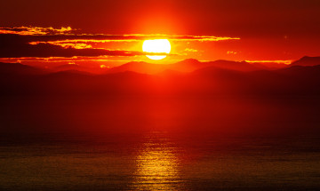 Картинка природа восходы закаты закат облака небо солнце зарево горы море