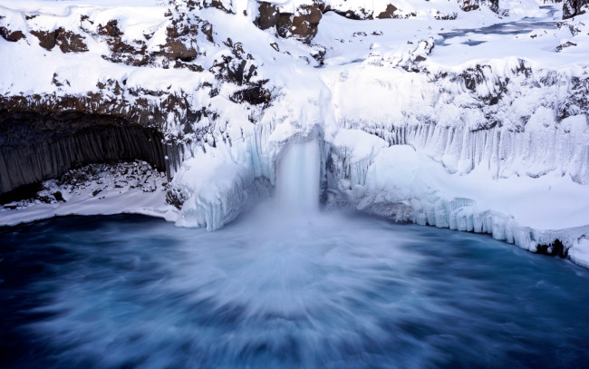 Обои картинки фото природа, водопады, зима, замерзший, поток