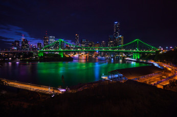 Картинка brisbane города брисбен+ австралия ночь огни панорама мост