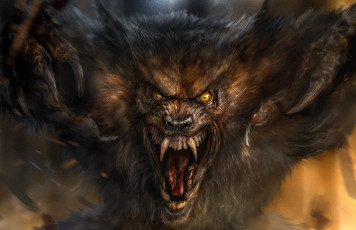 Картинка фэнтези оборотни морда опасность чудовище оборотень ярость оскал волк зверь пасть злость