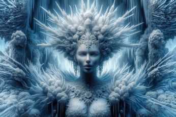 Картинка 3д 3д+графика фантазия+ fantasy девушка фантастика кристаллы нейросеть