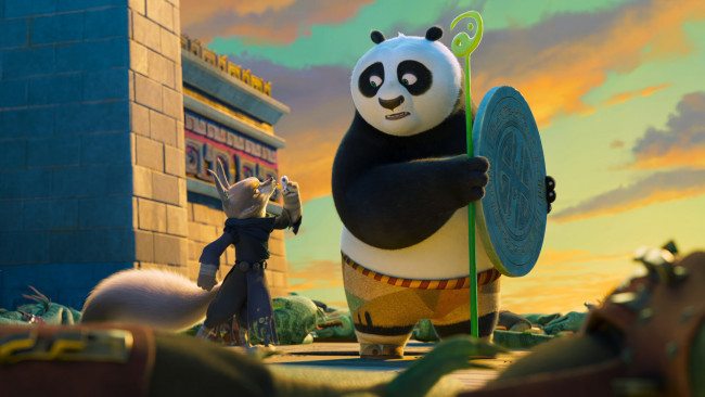 Обои картинки фото kung fu panda 4 ,  2024 , мультфильмы, kung fu panda 4, кунг, фу, панда, кадры, из, фильма, пeрсoнаж