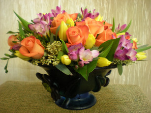 Картинка цветы букеты композиции букет розы тюльпаны