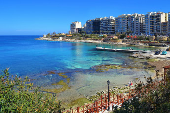Картинка sliema malta города пейзажи дома море набережная