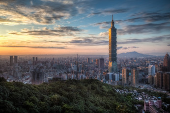 Картинка города тайбэй тайвань панорама небоскреб