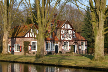 Картинка города здания дома дом лес река