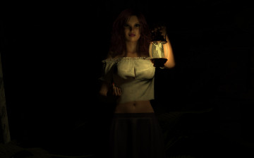 Картинка 3д+графика fantasy+ фантазия фонарь девушка