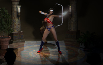 Картинка 3д+графика fantasy+ фантазия супермен свечи лук