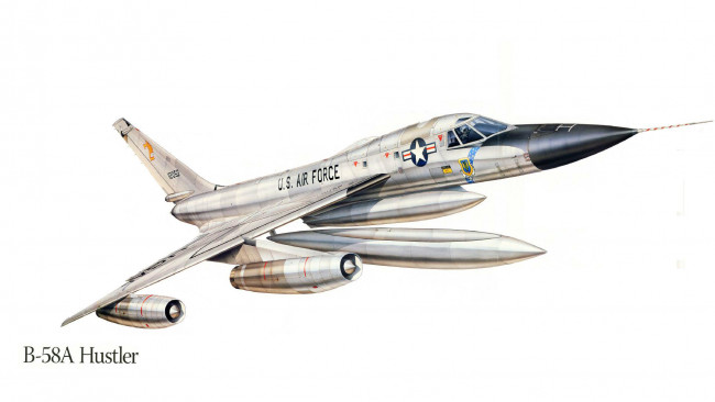Обои картинки фото авиация, 3д, рисованые, v-graphic, сша, самолет, бомбардировщик, б-58