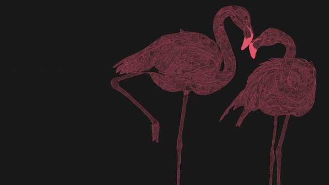 Обои картинки фото рисованные, животные,  птицы,  фламинго, фон, фламинго