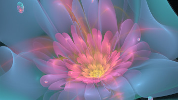 Картинка 3д+графика цветы+ flowers зелёный розовый линии лепестки цветок