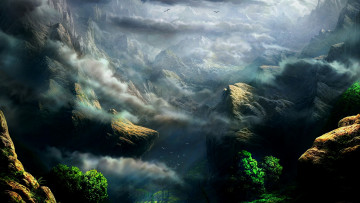 Картинка рисованное природа пейзаж небо горы