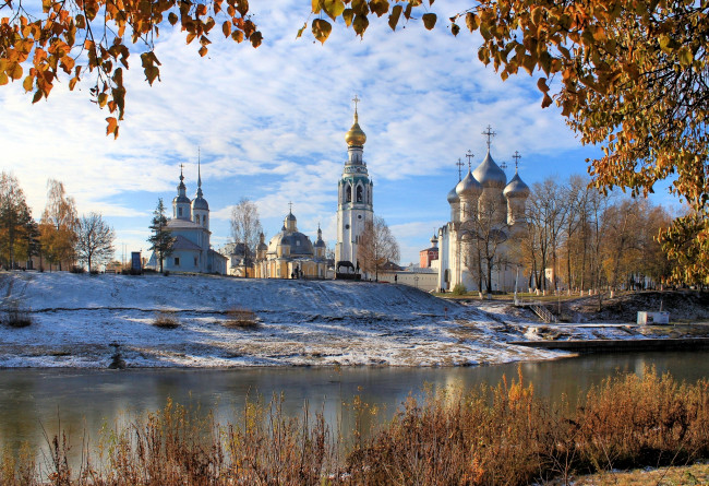 Обои картинки фото города, - православные церкви,  монастыри, осень, вологда, церковь, пейзаж, река
