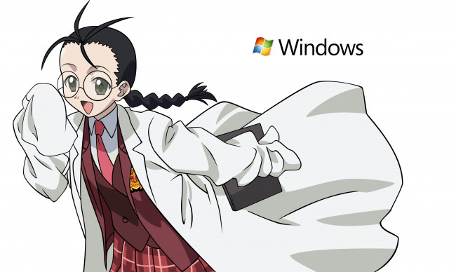 Обои картинки фото компьютеры, windows 7 , vienna, фон, взгляд, логотип, девушка