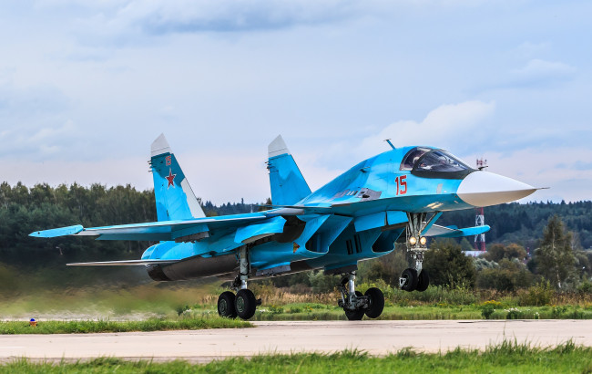 Обои картинки фото su-34, авиация, боевые самолёты, бомбардировщик