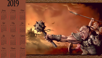 Картинка календари фэнтези существо оружие воин череп