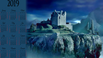 Картинка календари фэнтези замок гора