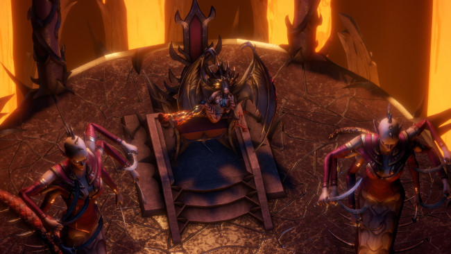 Обои картинки фото видео игры, pathfinder,  wrath of the righteous, демоны, трон, зал