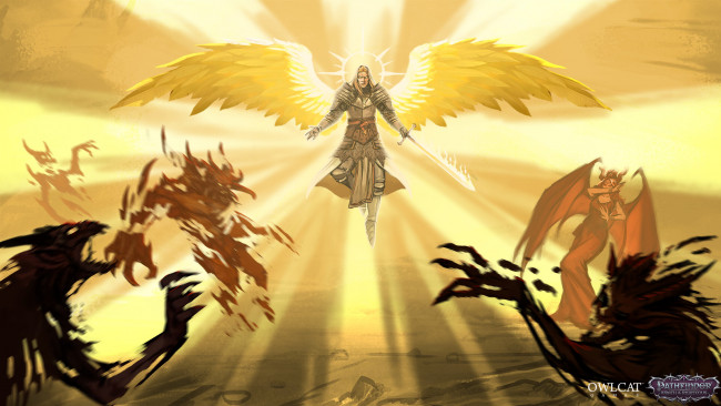 Обои картинки фото видео игры, pathfinder,  wrath of the righteous, ангел, демоны
