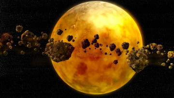 Картинка космос арт планета звезды метеориты