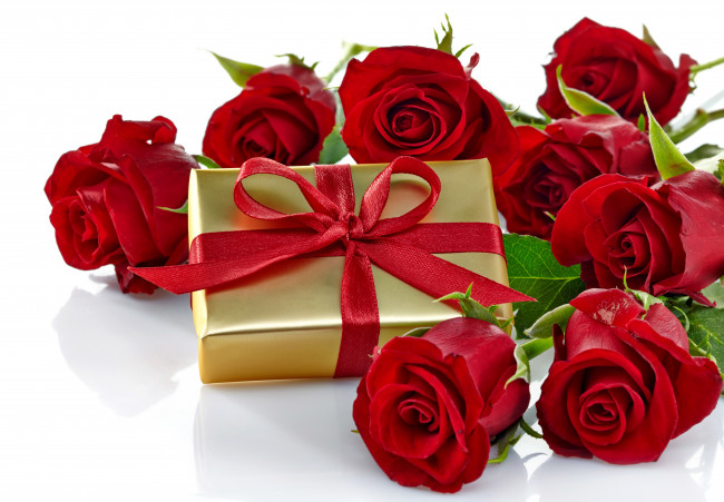 Обои картинки фото праздничные, подарки и коробочки, розы, подарок