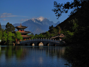 обоя black, dragon, pool, lijiang, yunnan, province, china, города, мосты