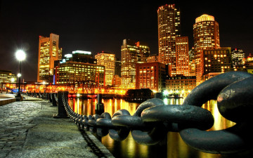 обоя boston, города, огни, ночного