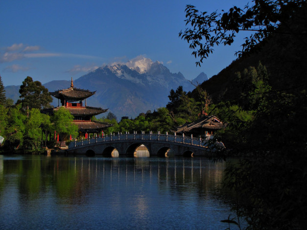 Обои картинки фото black, dragon, pool, lijiang, yunnan, province, china, города, мосты