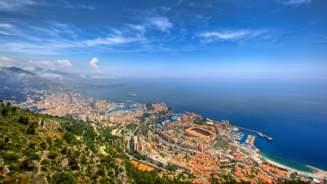 Обои картинки фото города, монте, карло, монако, побережье, пейзаж, море, monte, carlo, панорама, monaco