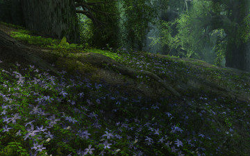 Картинка 3д графика nature landscape природа лес цветы