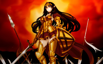 Картинка аниме queen`s blade queens закат меч девушка annelotte броня