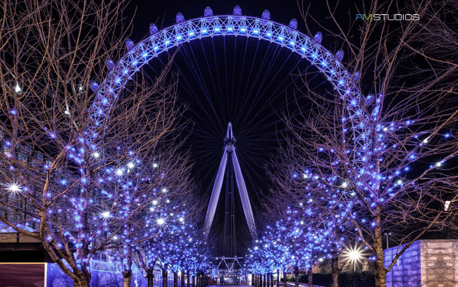 Обои картинки фото города, лондон, великобритания, колесо, обозрения