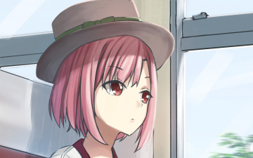 Картинка аниме sakura+quest девушка взгляд фон