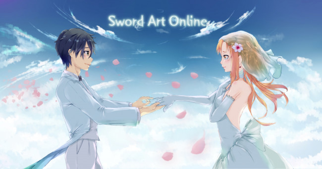 Обои картинки фото аниме, sword art online, девушка, взгляд, фон