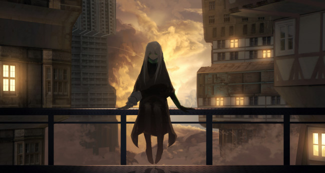 Обои картинки фото аниме, город,  улицы,  здания, asuteroid