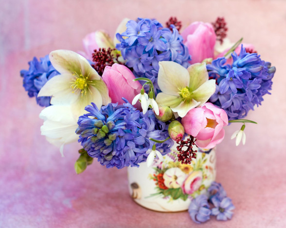 Обои картинки фото цветы, букеты,  композиции, тюльпаны, гиацинты, букет