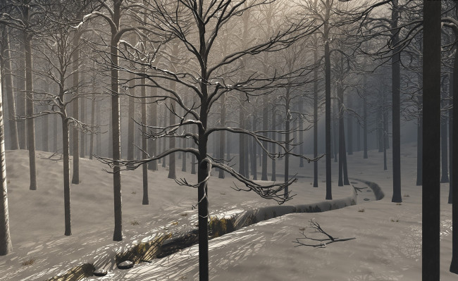 Обои картинки фото 3д, графика, nature, landscape, природа, лес, снег