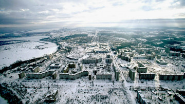 Картинка украина Чернобыль припять мёртвый город города панорамы зима снег