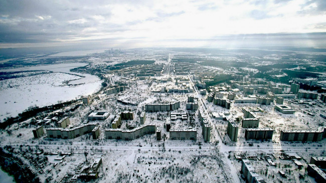 Обои картинки фото украина, Чернобыль, припять, мёртвый, город, города, панорамы, зима, снег