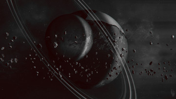 Картинка космос арт метеориты кольца планеты