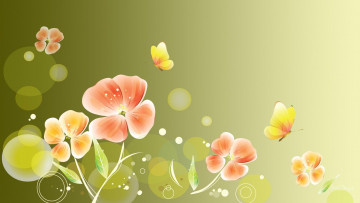 Картинка векторная+графика цветы+ flowers бабочки фон цветы