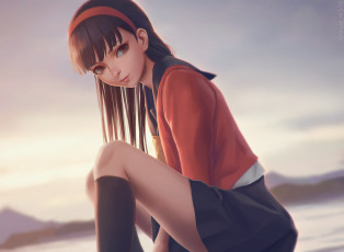 Картинка аниме persona девушка взгляд фон