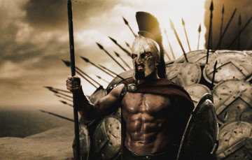 Картинка кино+фильмы 300 спартанцы воины щиты амуниция копья