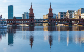 Картинка города берлин+ германия река мост