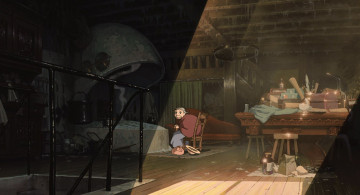 Картинка аниме howl`s+moving+castle старушка камин комната лестница