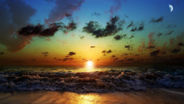 Картинка the sun shines природа восходы закаты море волна пляж рассвет красота