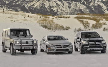 Картинка автомобили mercedes benz мерседес модельный ряд горы снег