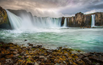 Картинка природа водопады скалы iceland исландия река
